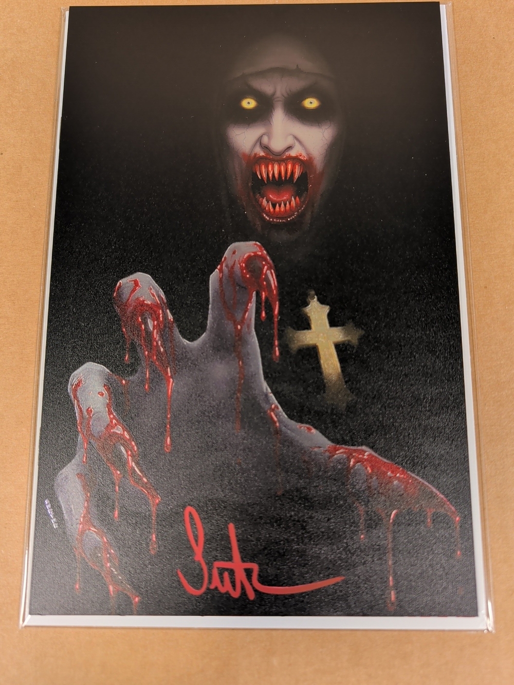 THE NUN Homage **Surtur's Horror Book #1 VIRGIN METAL LTD 10 SIGNED WITH COA